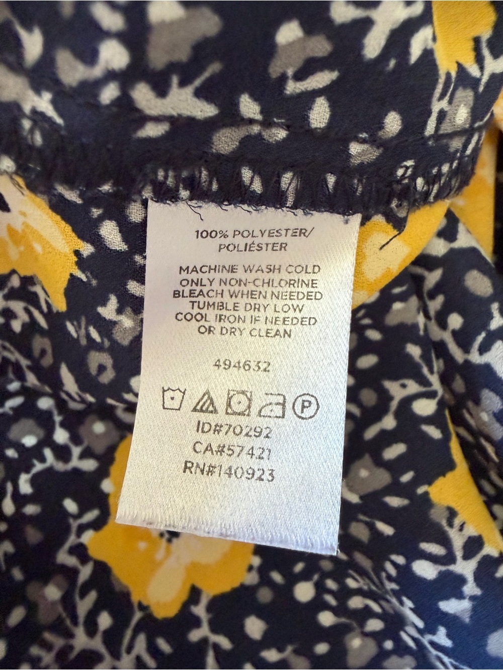 LOFT Navy Floral Ruffle Cap-Sleeve Blouse - Yellow Flower Print Medium - Picture 10 of 10